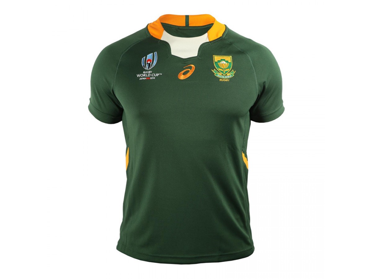 Casa//Camicia da Rugby di Casa 2019 South Africa Springboks Jersey di Rugby T-Shirt Grafica in Jersey in Jersey in Cotone con Tazza di Rugby da Uomo