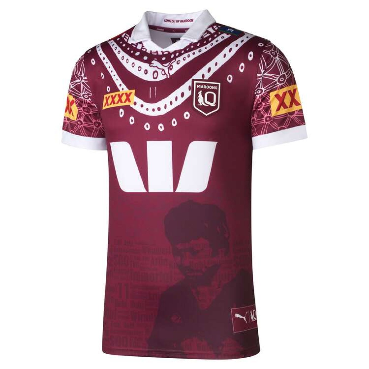 thumbnail interactive-video image 1 of NRL State Of Origin Rugby League Jerseys - NSW Blues & QLD Maroons - Indigenous Collection Available 1 of 6