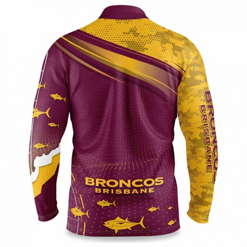 Brisbane Broncos 2022 Mens Fishfinder Fishing Shirt