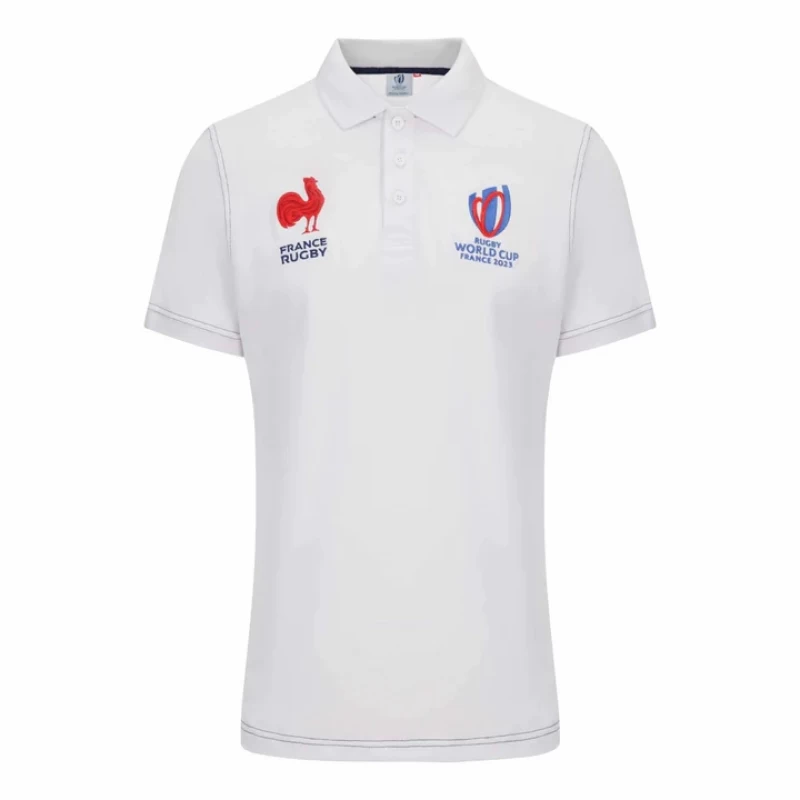 France Rugby Rwc 2023 Mens Cotton White Polo