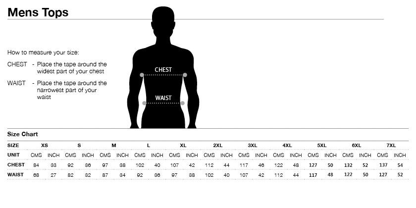 Rugby Shirt Size Chart